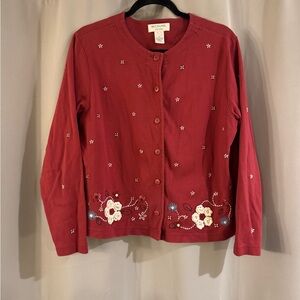 Bechamel Petite Brick Red Cotton Floral Top